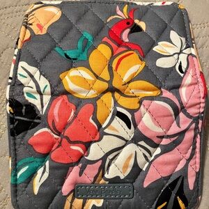 Vera Bradley Quilted Parrot Floral Pouch in Red, Pink, and Cream
